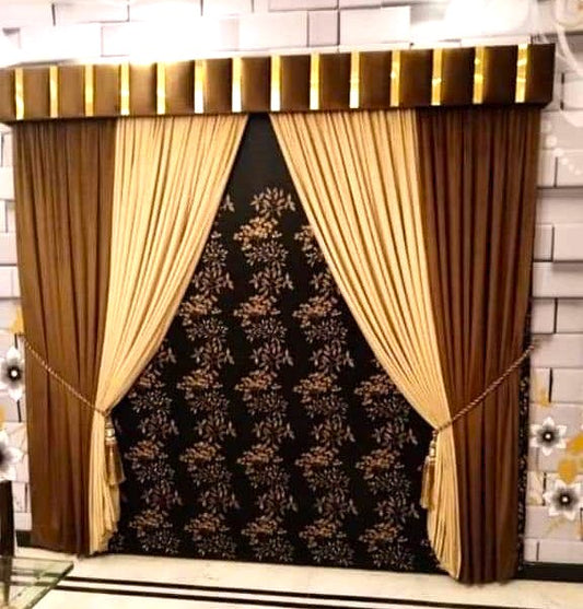 Luxurious Brown and Gold Curtain Set per Sq foot