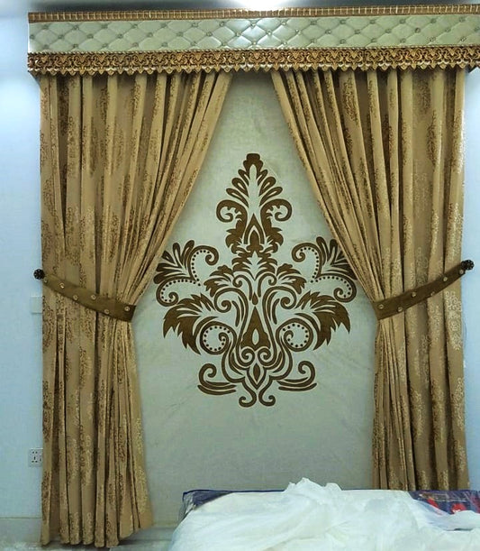 Regal Beige Palachi Velvet Curtain Set Per Sq. foot