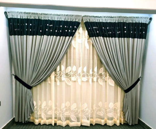 Dual-Tone Grey Curtain Set Per sq. foot