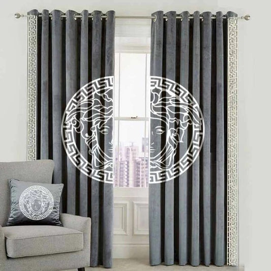 Luxury Greek Border Velvet Curtains